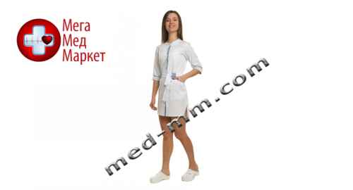 Купить Медицинский халат женский Дели белый/светло серый №91 цена, характеристики, отзывы